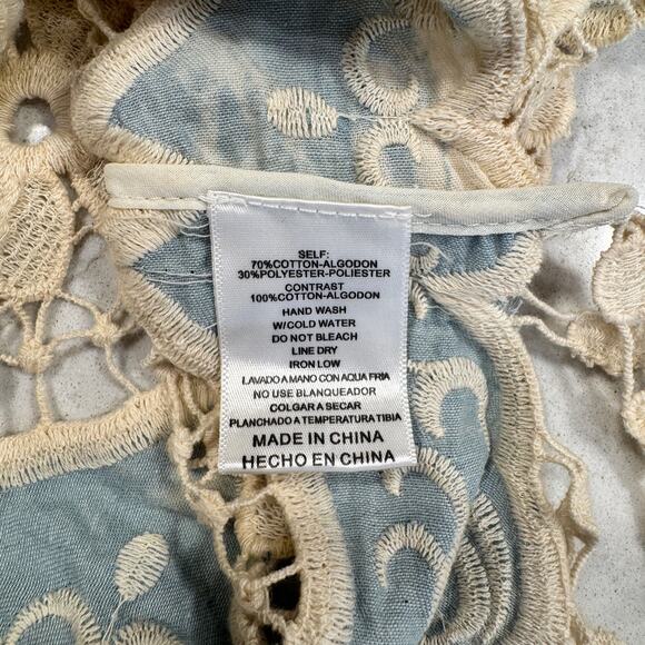 Boho Fringe Lace Tank Women's Large Festival Coachella Concert Country Cottage - Picture 5 of 14